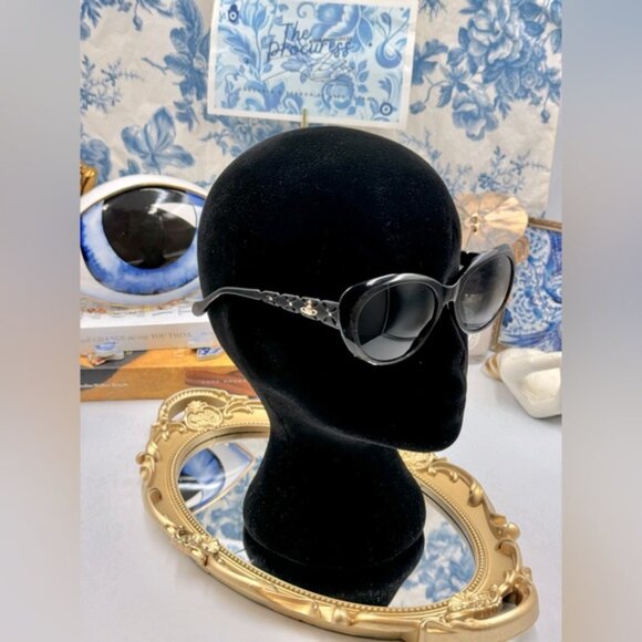 🆕 VIVIENNE WESTWOOD 🧿NWOT VW805 03  Black Glitter Acetate Cat Eye Sunglasses - Picture 2 of 15
